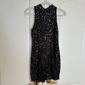 Elegant Black Lace Mini Dress